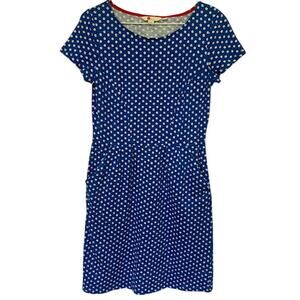 Boden Womens Blue Daisy Phoebe Jersey Dress Size‎ 4P Midi Floral Pockets Flowers